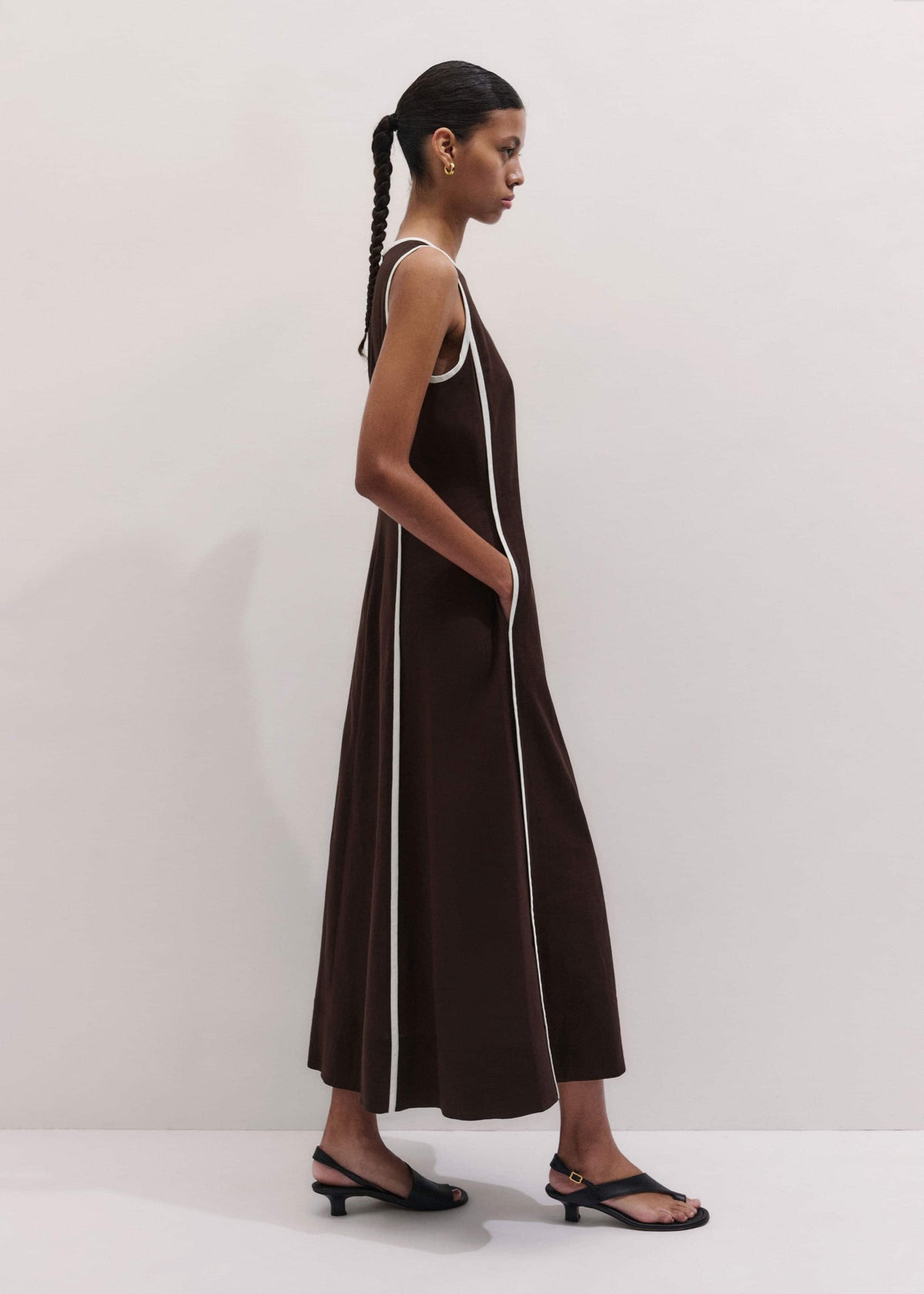 ME+EM Clothing Brown Crease-Less Linen Effortless Maxi Dress