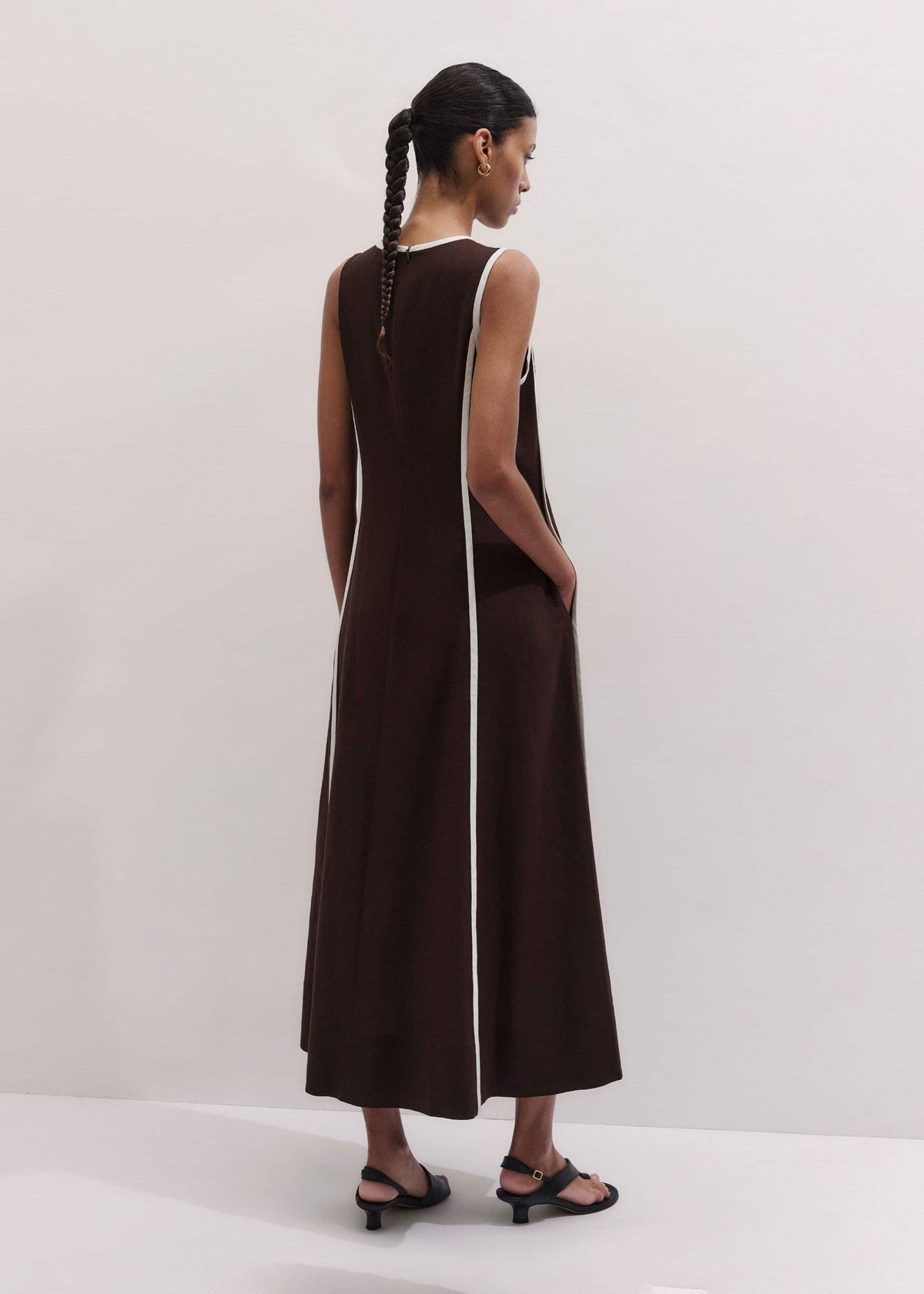 ME+EM Clothing Brown Crease-Less Linen Effortless Maxi Dress