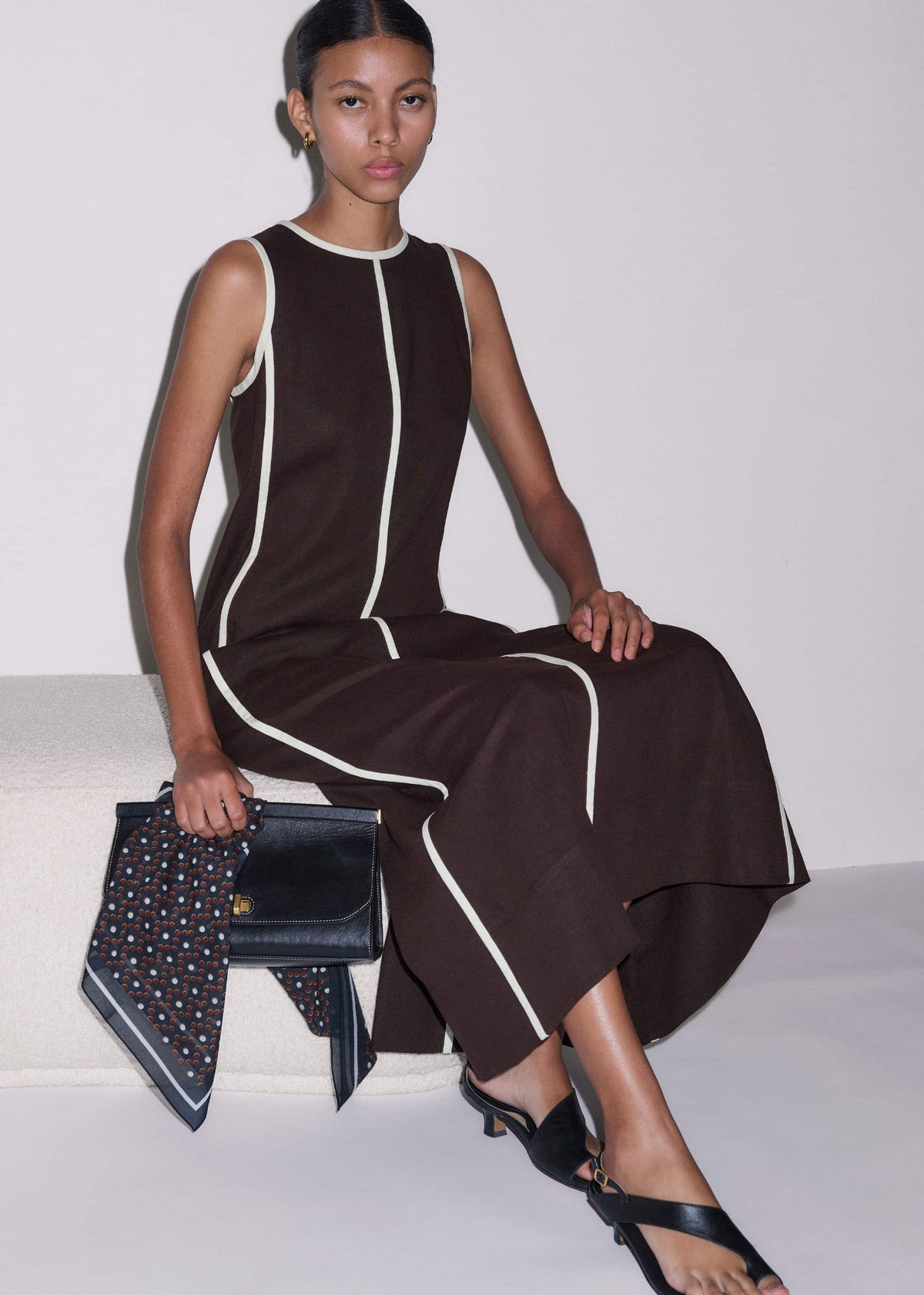 ME+EM Clothing Brown Crease-Less Linen Effortless Maxi Dress