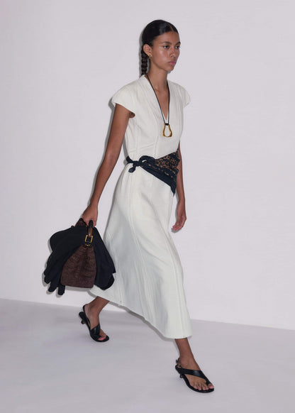 ME+EM Clothing White Crease-Less Linen Embroidered Maxi Dress