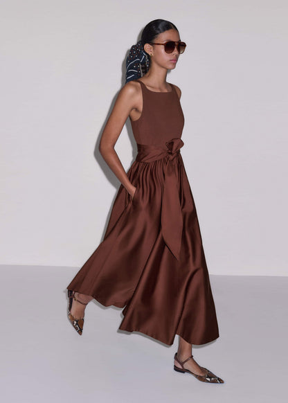 ME+EM Clothing Cinnamon Brown Fit + Flare Maxi Dress