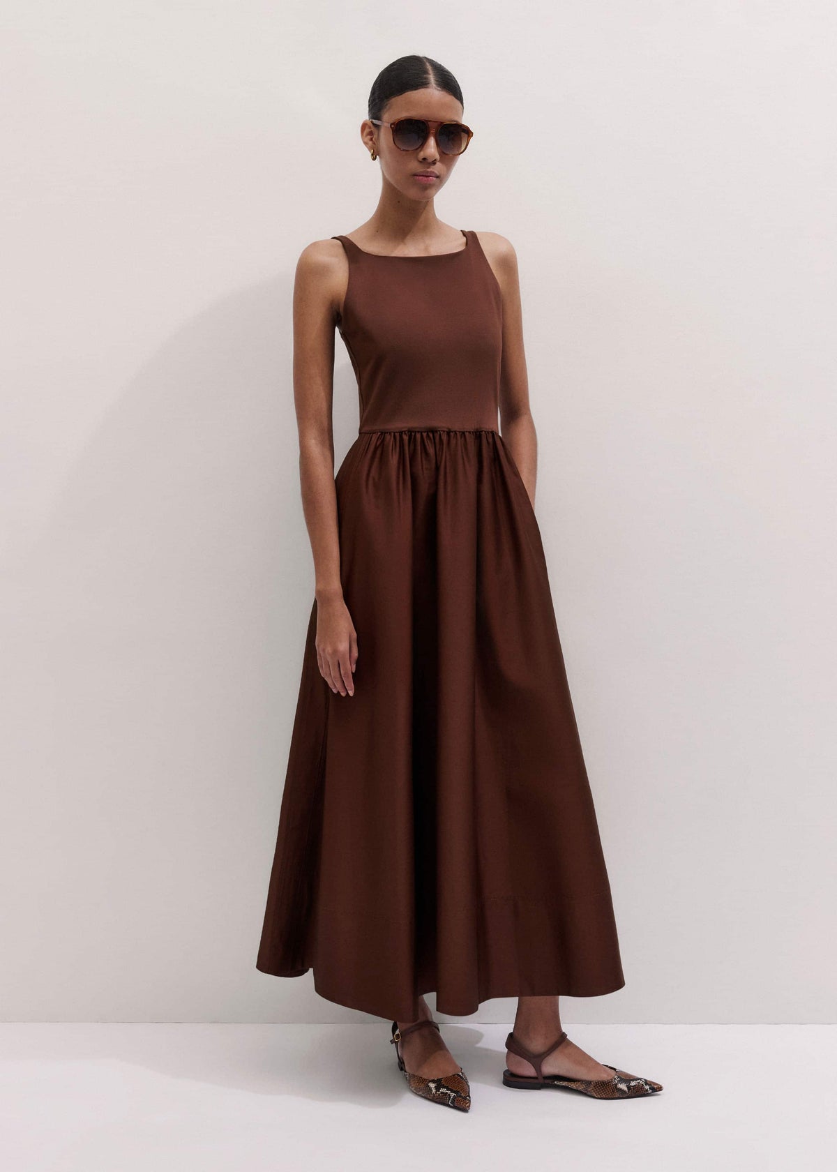 ME+EM Clothing Cinnamon Brown Fit + Flare Maxi Dress