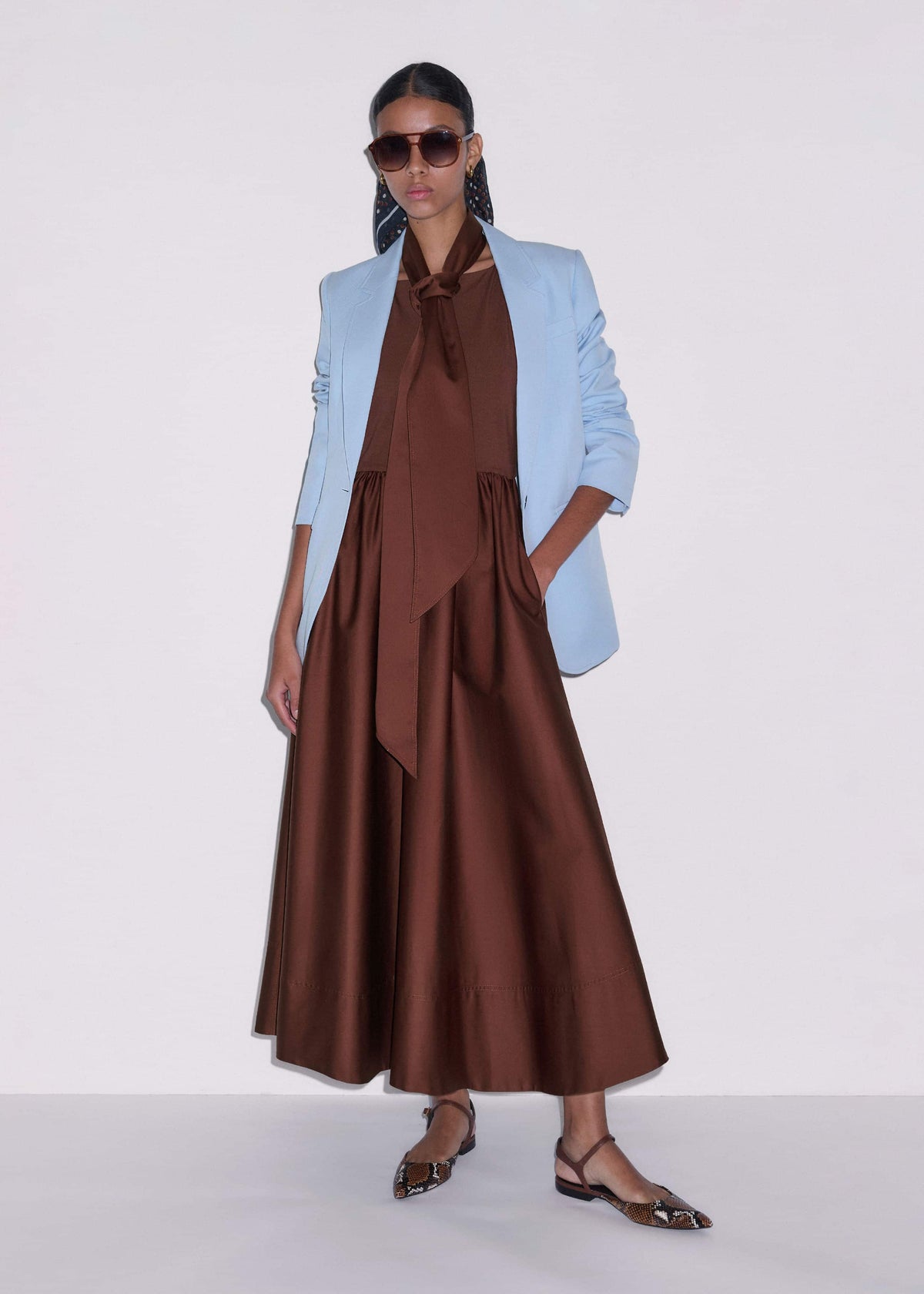 ME+EM Clothing Cinnamon Brown Fit + Flare Maxi Dress