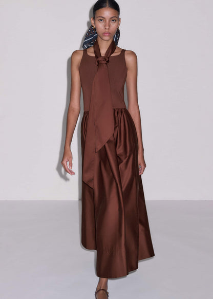 ME+EM Clothing Cinnamon Brown Fit + Flare Maxi Dress