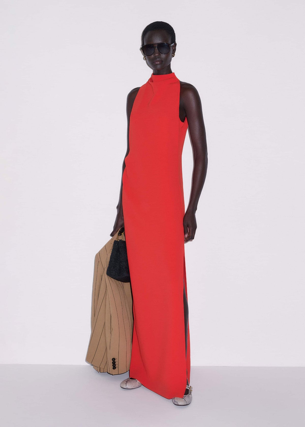 ME+EM Clothing Red Draped Full Length Dress