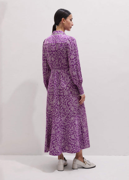 ME+EM Clothing Purple Entangled Lace Print Fit + Flare Maxi Dress