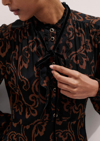 ME+EM Clothing Black Floral Scroll Print Crepe Signature Maxi Dress