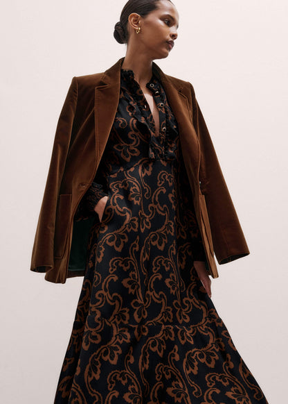ME+EM Clothing Black Floral Scroll Print Crepe Signature Maxi Dress