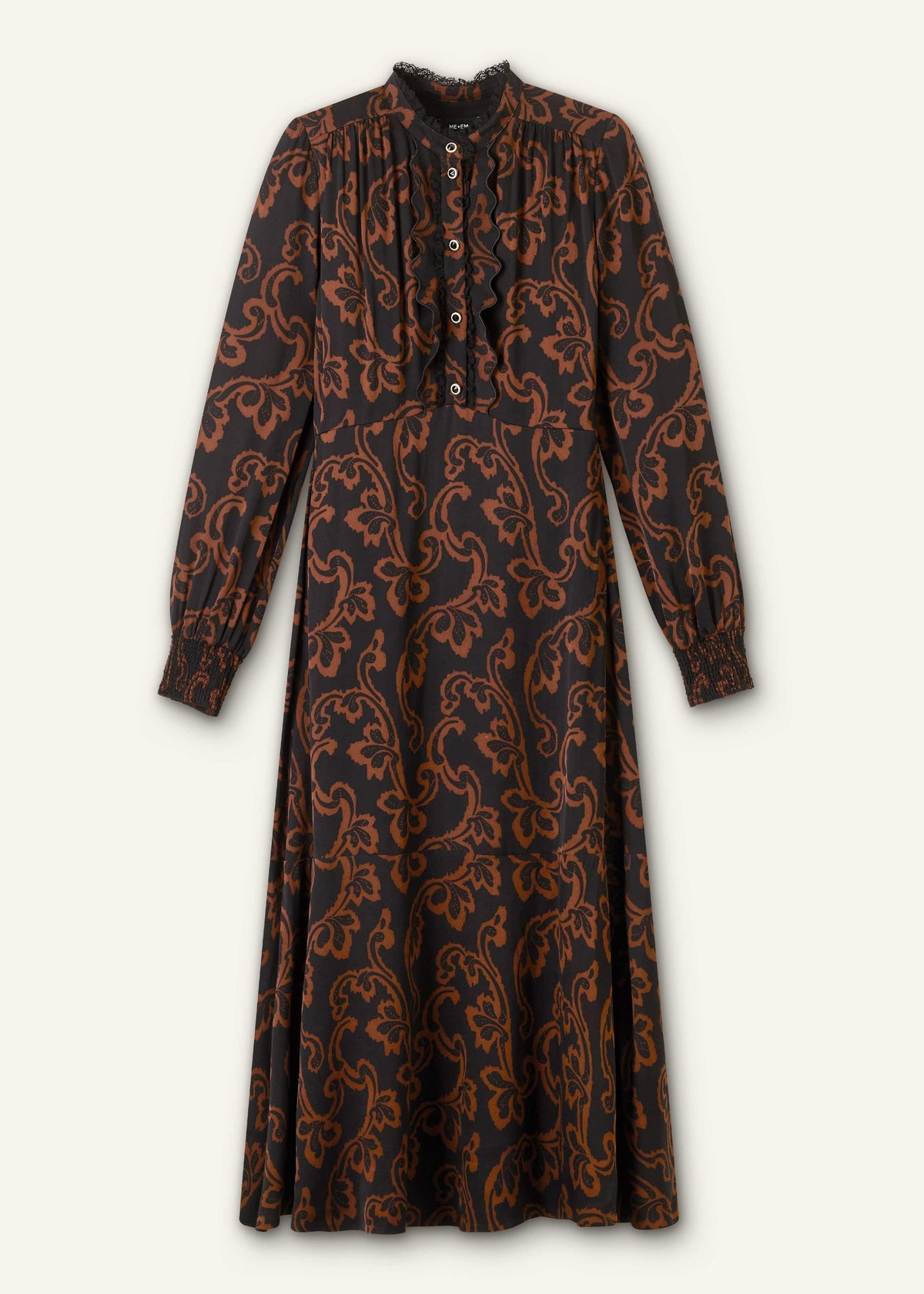 ME+EM Clothing Black Floral Scroll Print Crepe Signature Maxi Dress