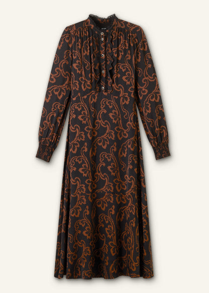 ME+EM Clothing Black Floral Scroll Print Crepe Signature Maxi Dress