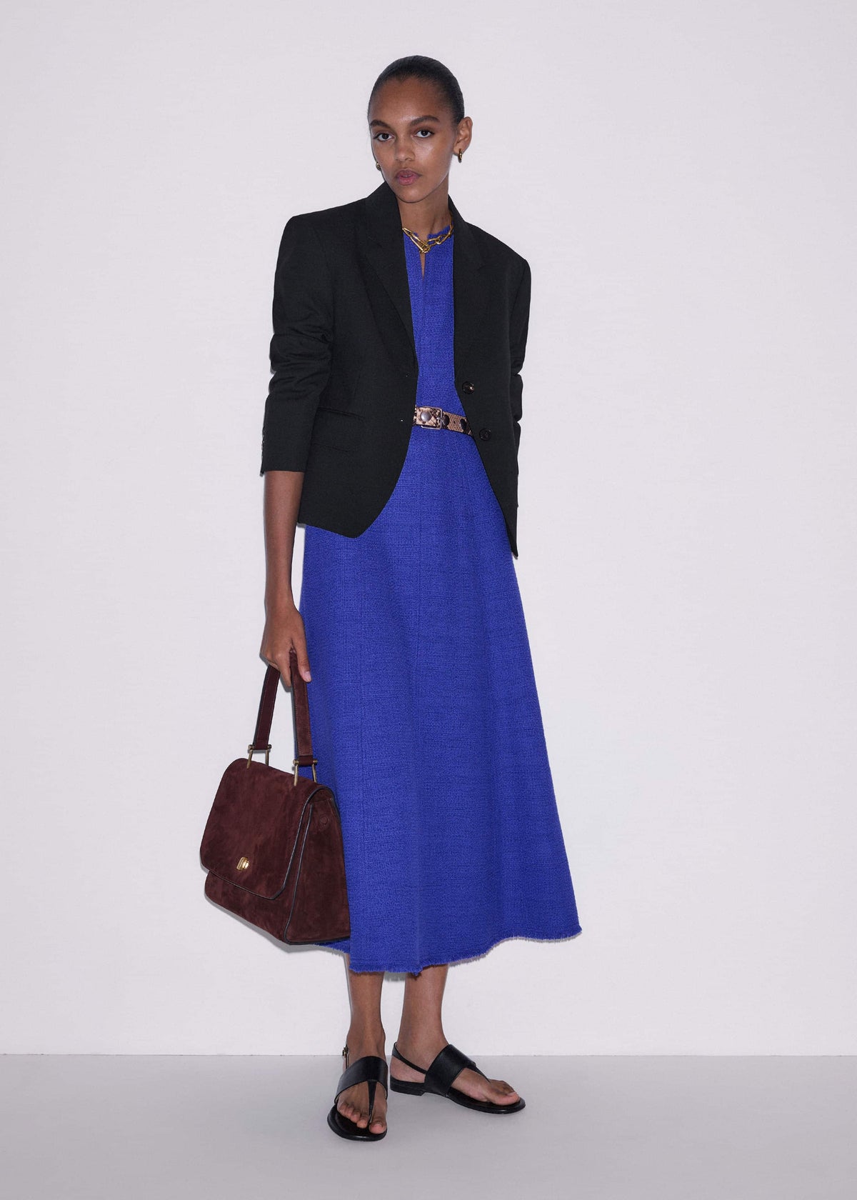 ME+EM Clothing Blue Desk-To-Dinner Fit And Flare Maxi Dress