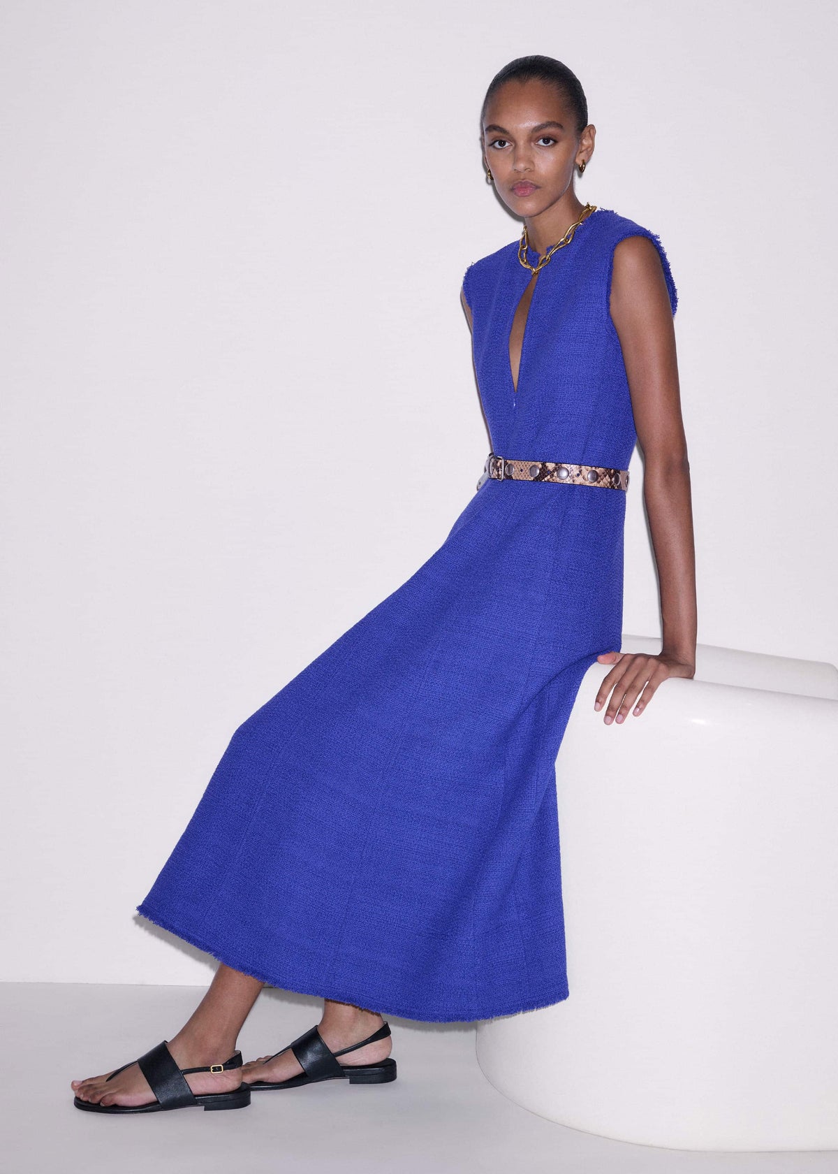 ME+EM Clothing Blue Desk-To-Dinner Fit And Flare Maxi Dress