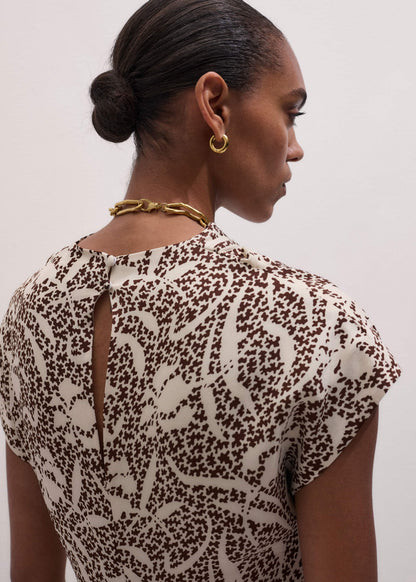 ME+EM Clothing Brown Speckled Bloom Print Bias Cut Maxi Dress
