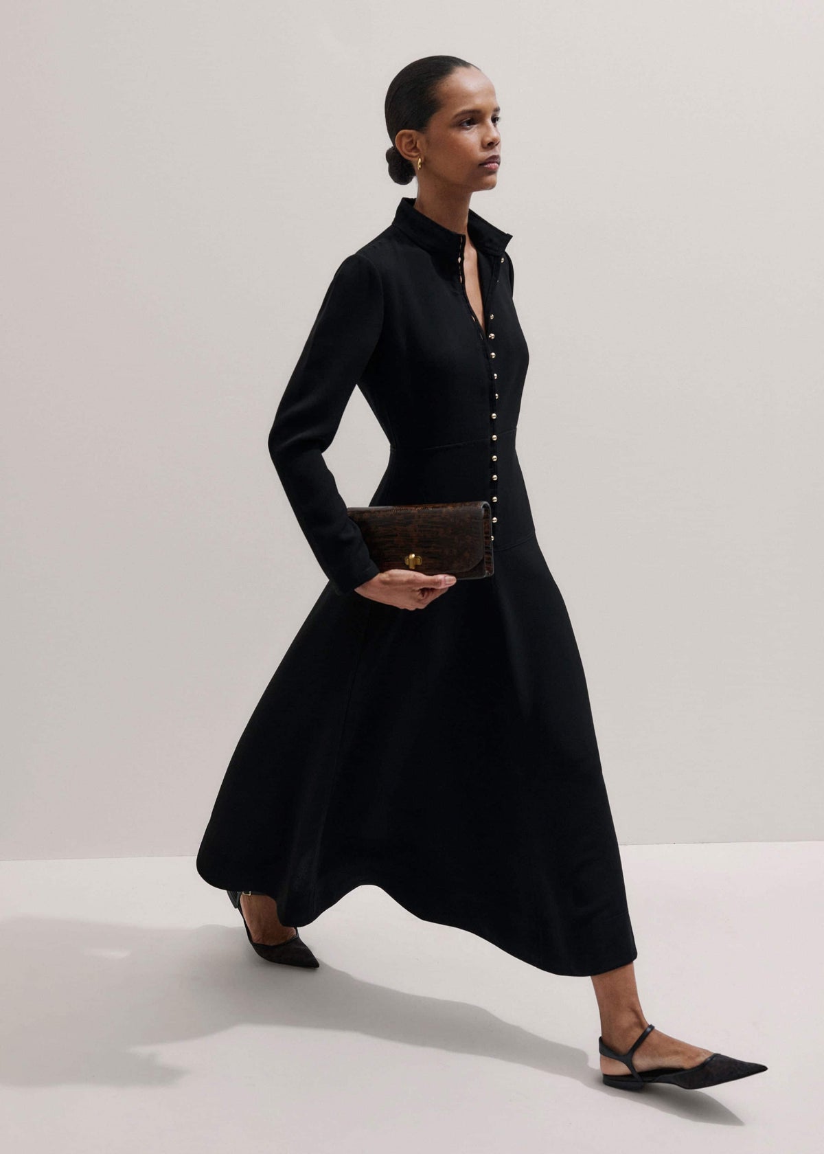 ME+EM Clothing Black A-Line Feature Button Maxi Dress