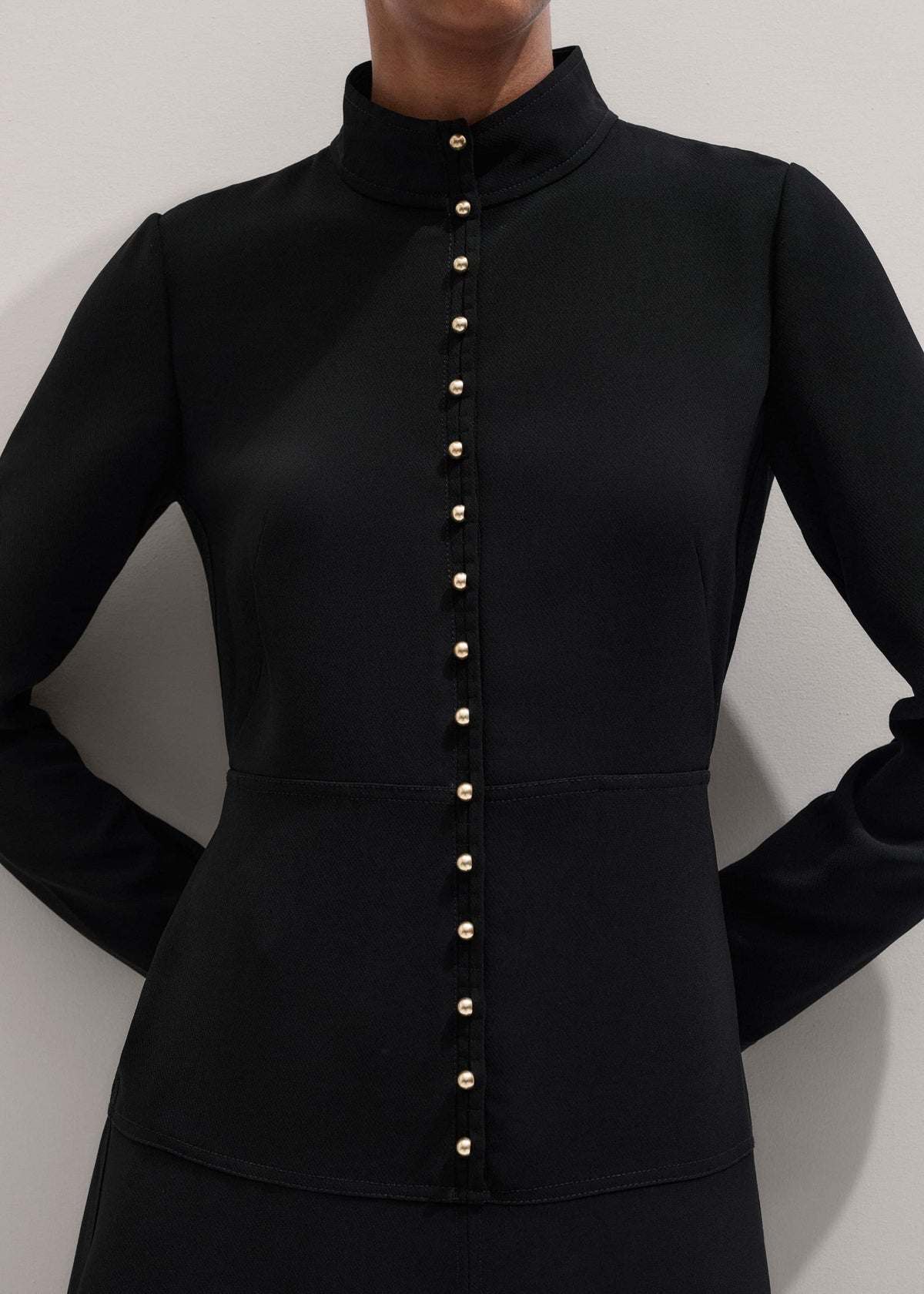 ME+EM Clothing Black A-Line Feature Button Maxi Dress
