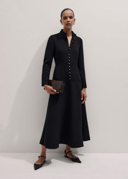 ME+EM Clothing Black A-Line Feature Button Maxi Dress