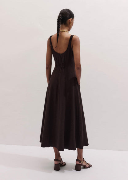 ME+EM Clothing Red Contour Seam Fit + Flare Maxi Dress