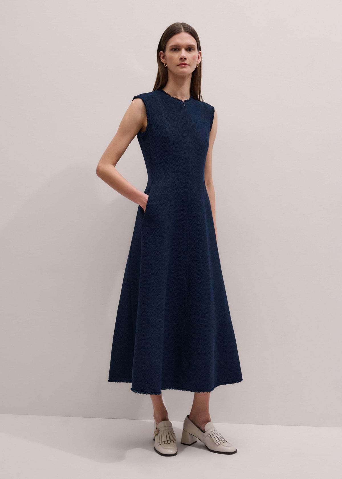 ME+EM Clothing Navy Desk-To-Dinner Fit + Flare Maxi Dress