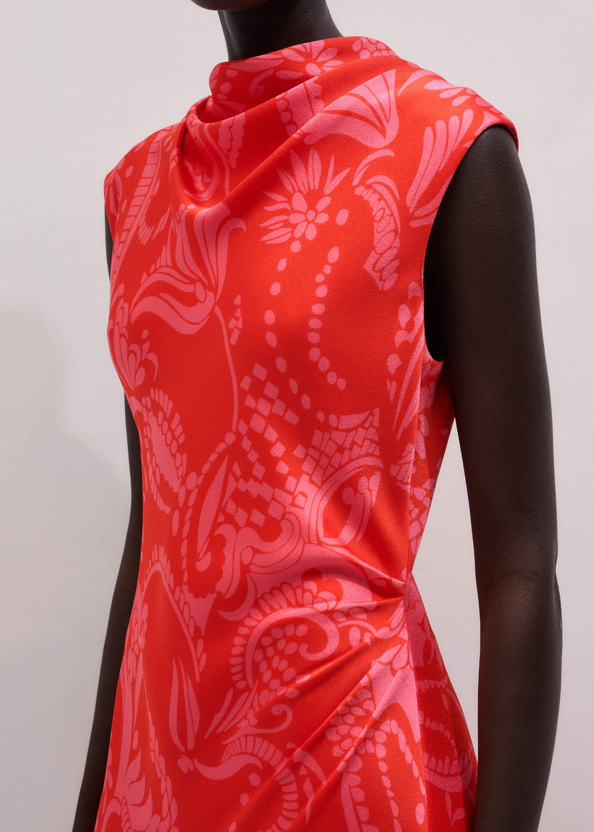 ME+EM Clothing Orange Stylised Silhouette Print Bias Cut Full Length Dress