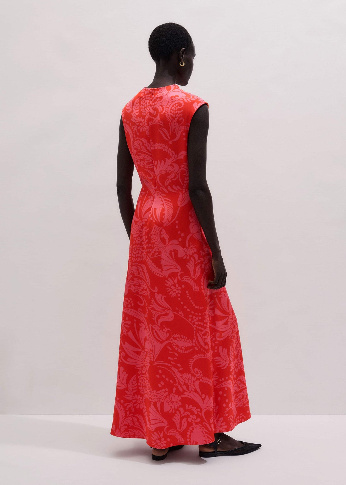 ME+EM Clothing Orange Stylised Silhouette Print Bias Cut Full Length Dress