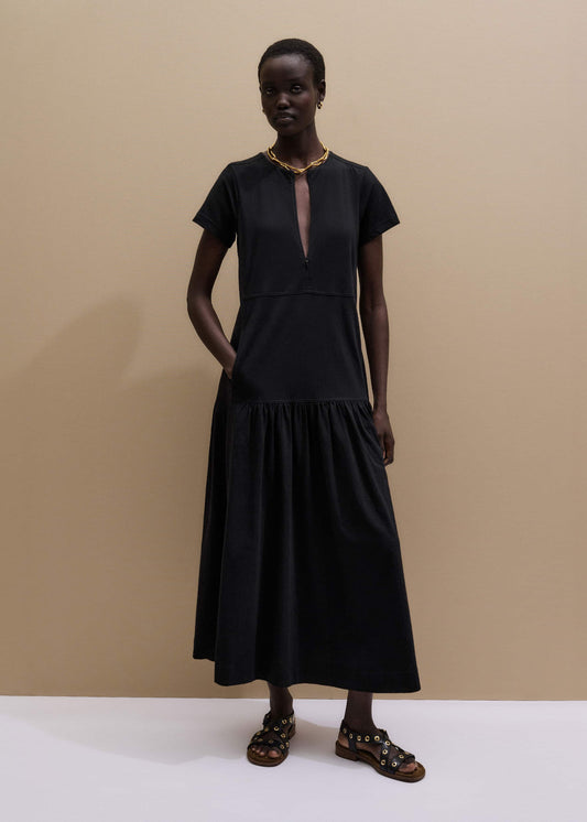 ME+EM Clothing Black A-Line Tiered Maxi Dress