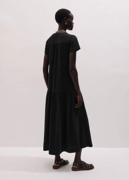 ME+EM Clothing Black A-Line Tiered Maxi Dress