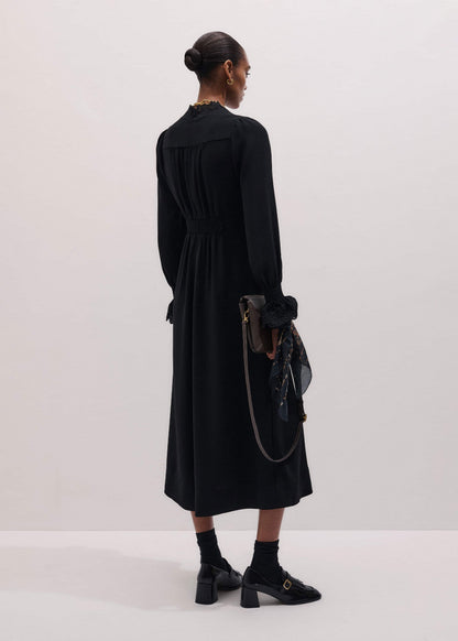 ME+EM Clothing Black Fit + Flare Lace Detail Maxi Dress