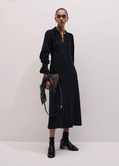 ME+EM Clothing Black Fit + Flare Lace Detail Maxi Dress