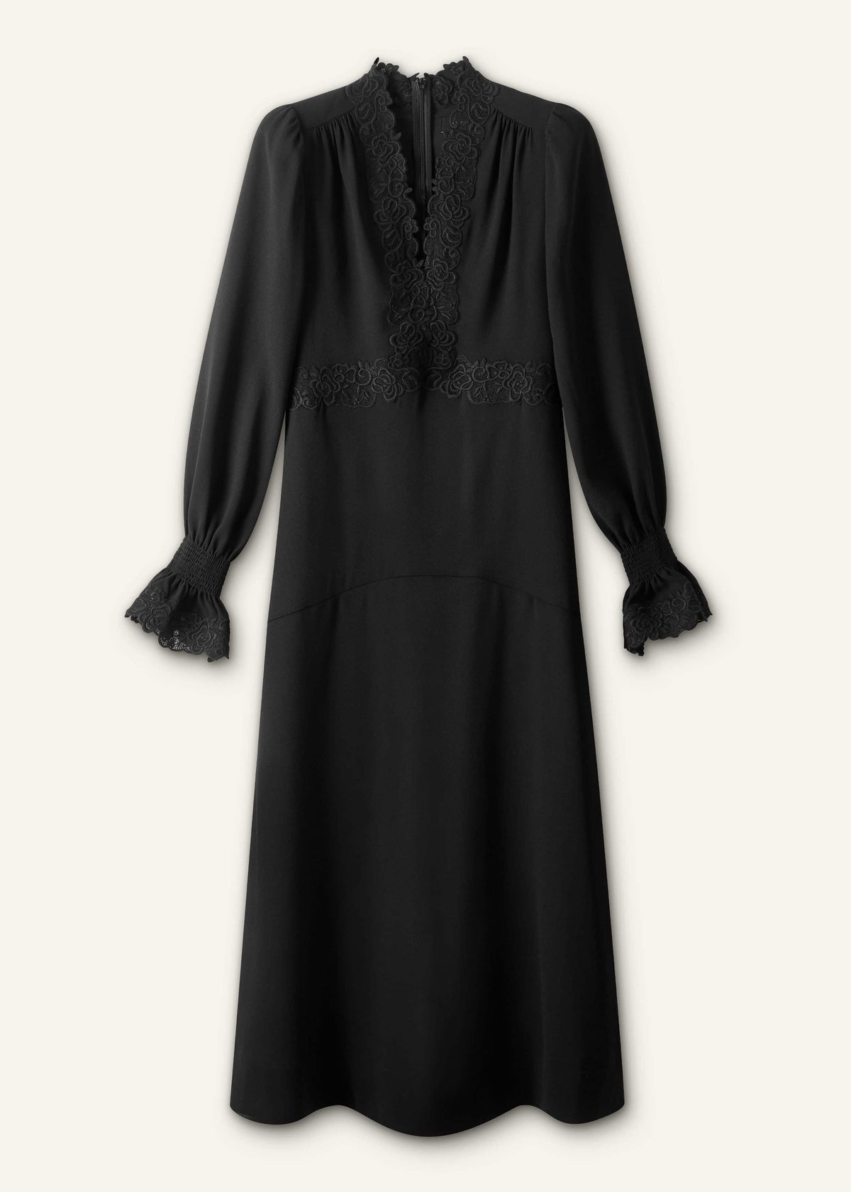 ME+EM Clothing Black Fit + Flare Lace Detail Maxi Dress