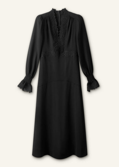 ME+EM Clothing Black Fit + Flare Lace Detail Maxi Dress