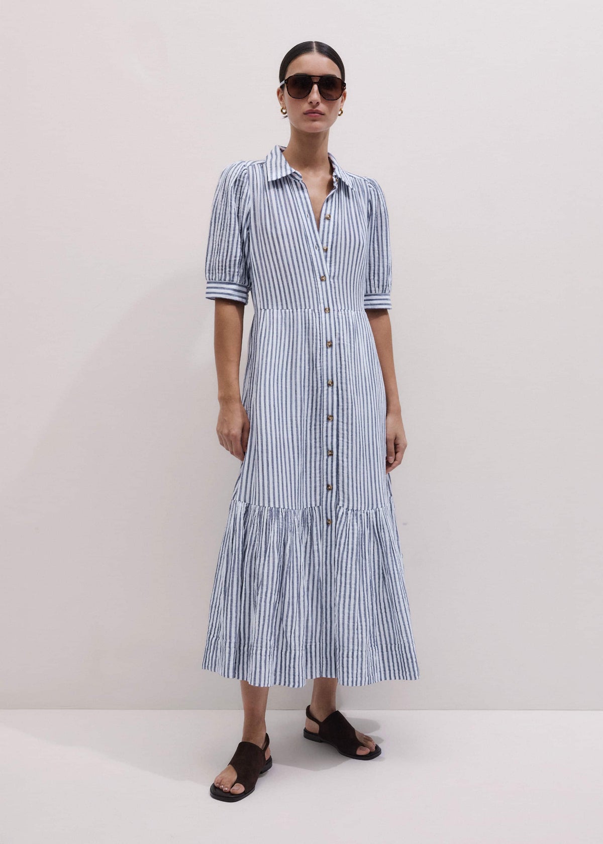 ME+EM Clothing Navy Midi Shirt Dress