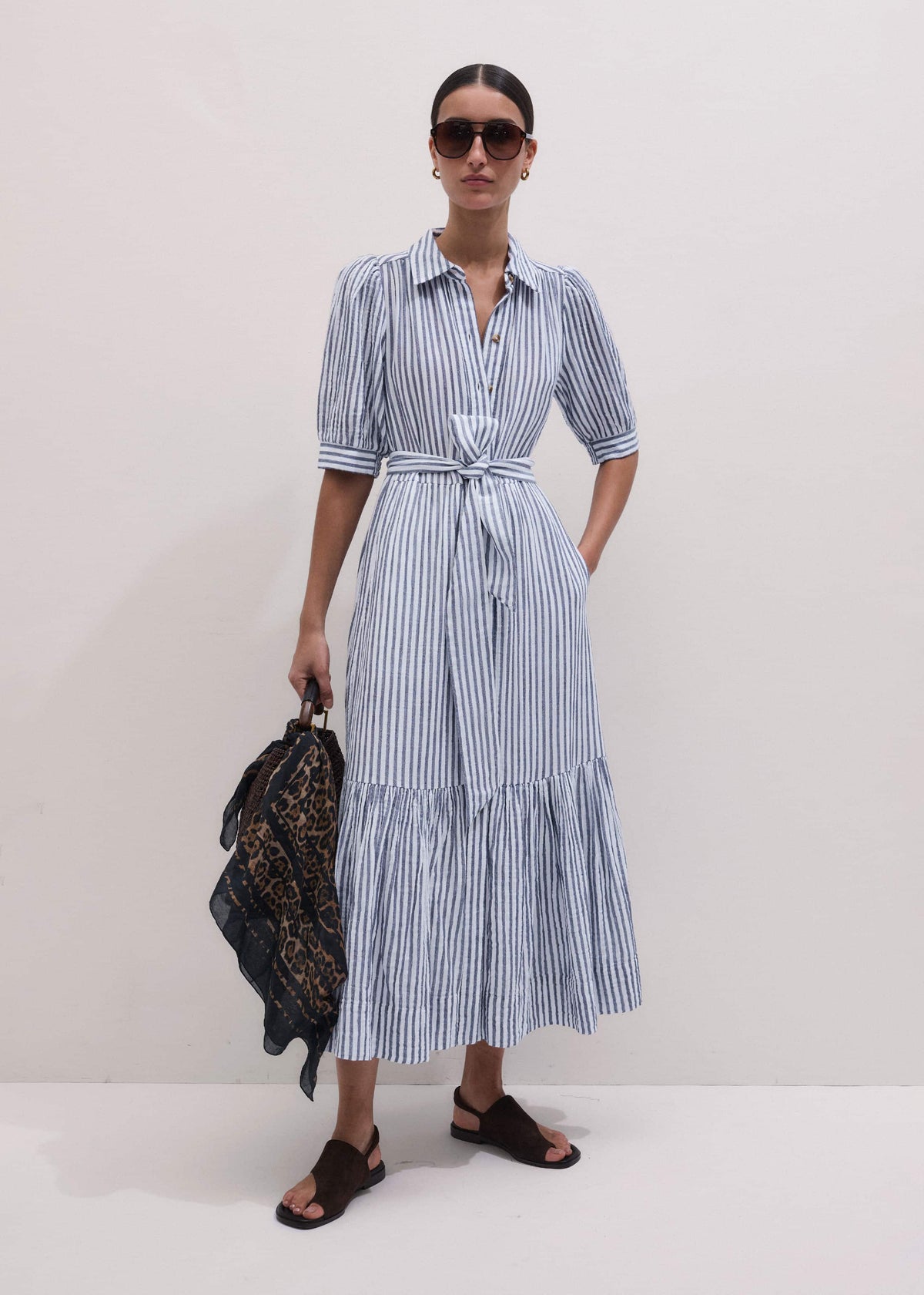 ME+EM Clothing Navy Midi Shirt Dress