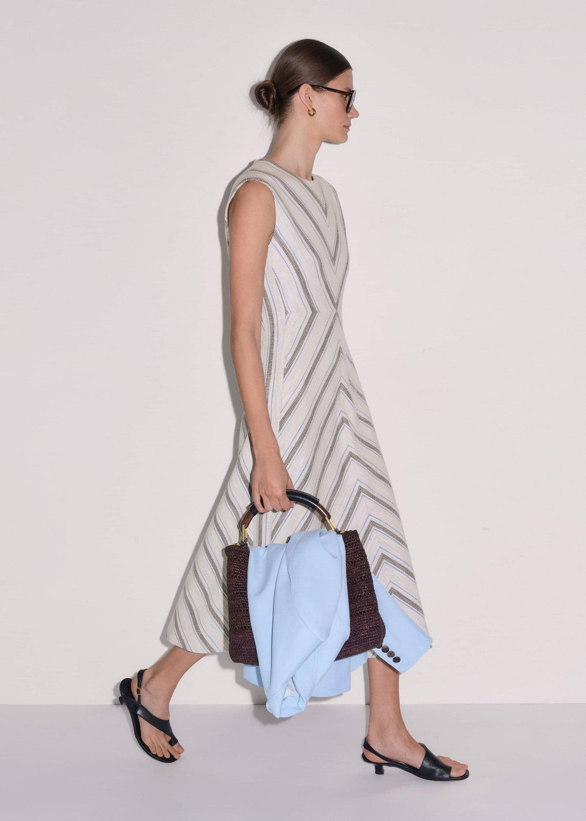 ME+EM Clothing Light Cream Fit + Flare Midi Dress