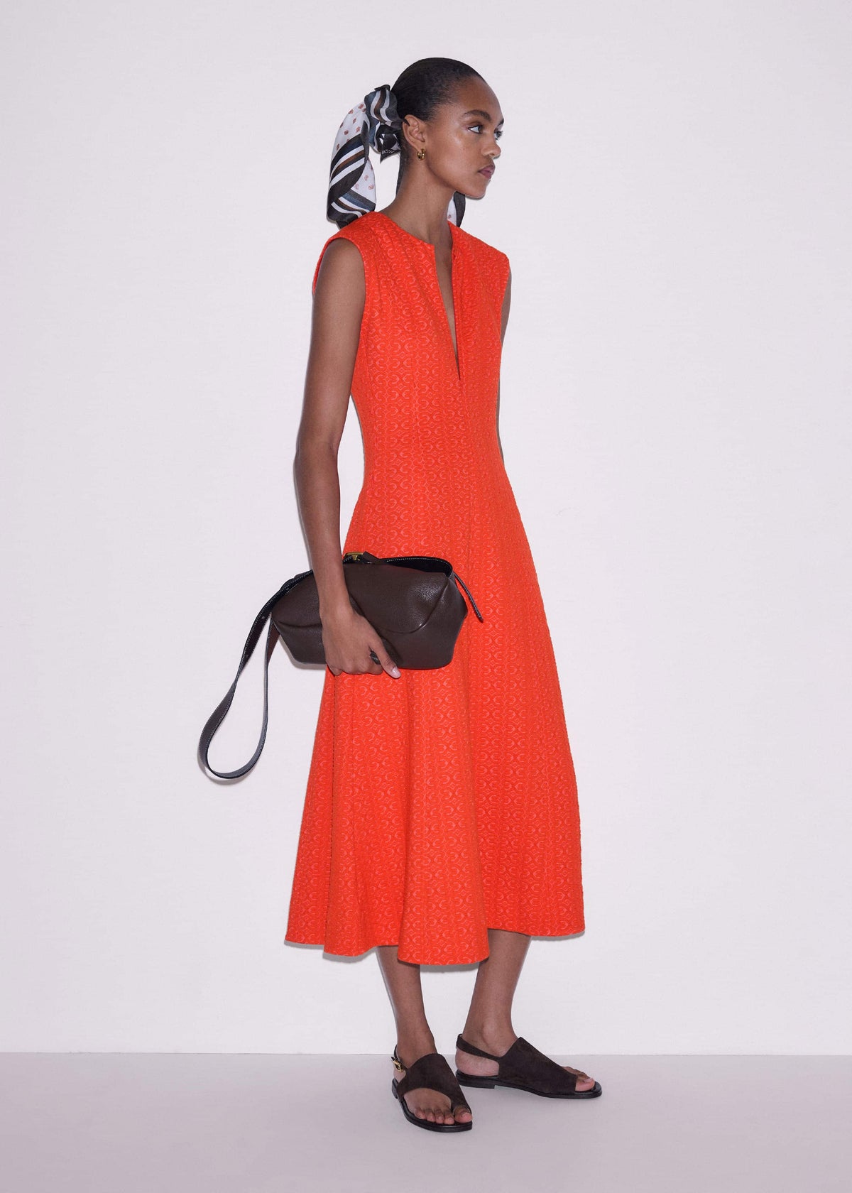 ME+EM Clothing Orange Curling Crosses Jacquard Midi Dress