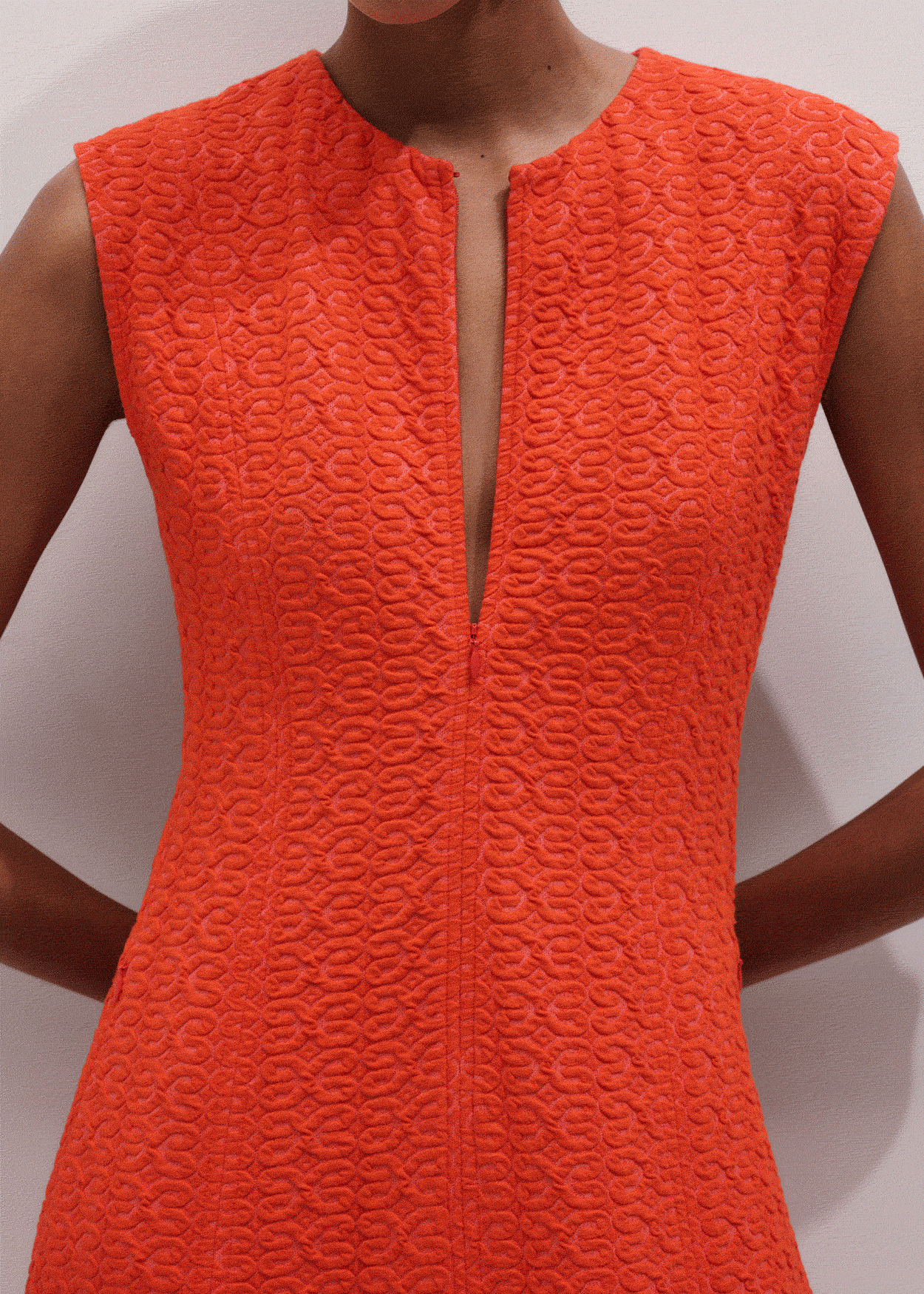 ME+EM Clothing Orange Curling Crosses Jacquard Midi Dress