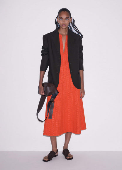 ME+EM Clothing Orange Curling Crosses Jacquard Midi Dress