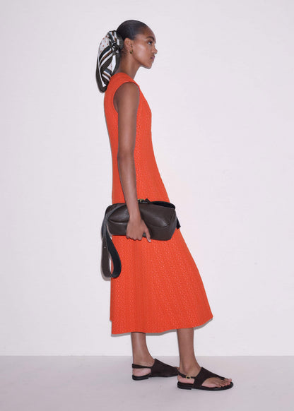 ME+EM Clothing Orange Curling Crosses Jacquard Midi Dress