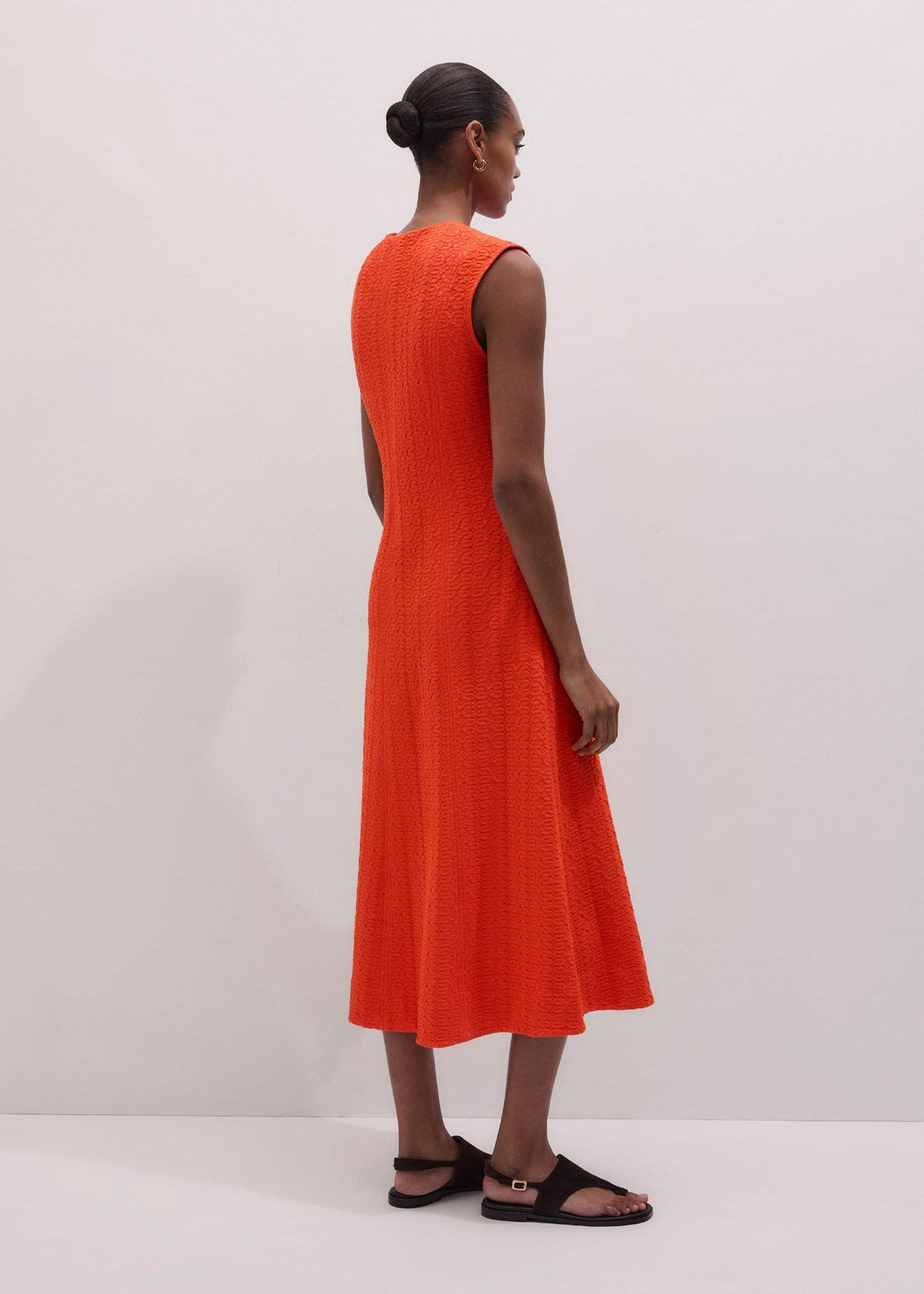 ME+EM Clothing Orange Curling Crosses Jacquard Midi Dress