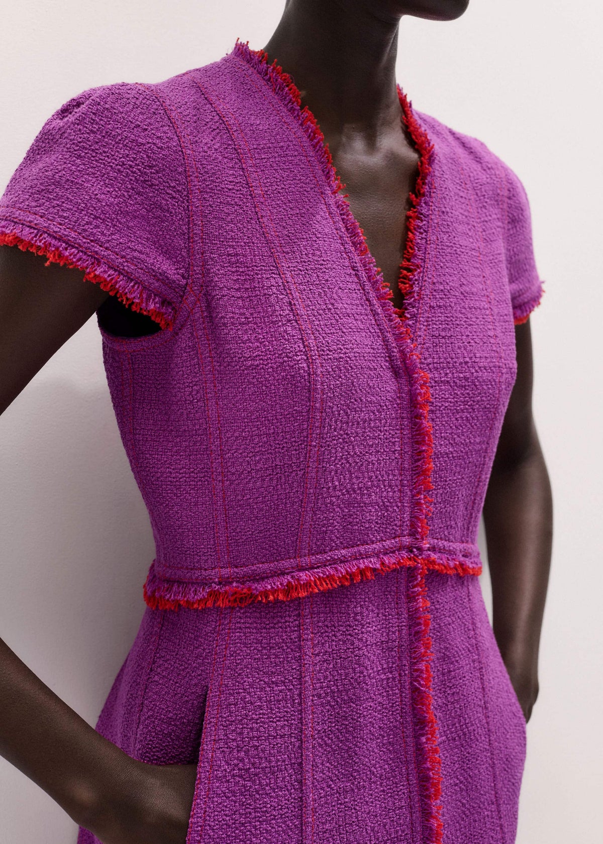 ME+EM Clothing Purple Fringe Detail Fit + Flare Midi Dress