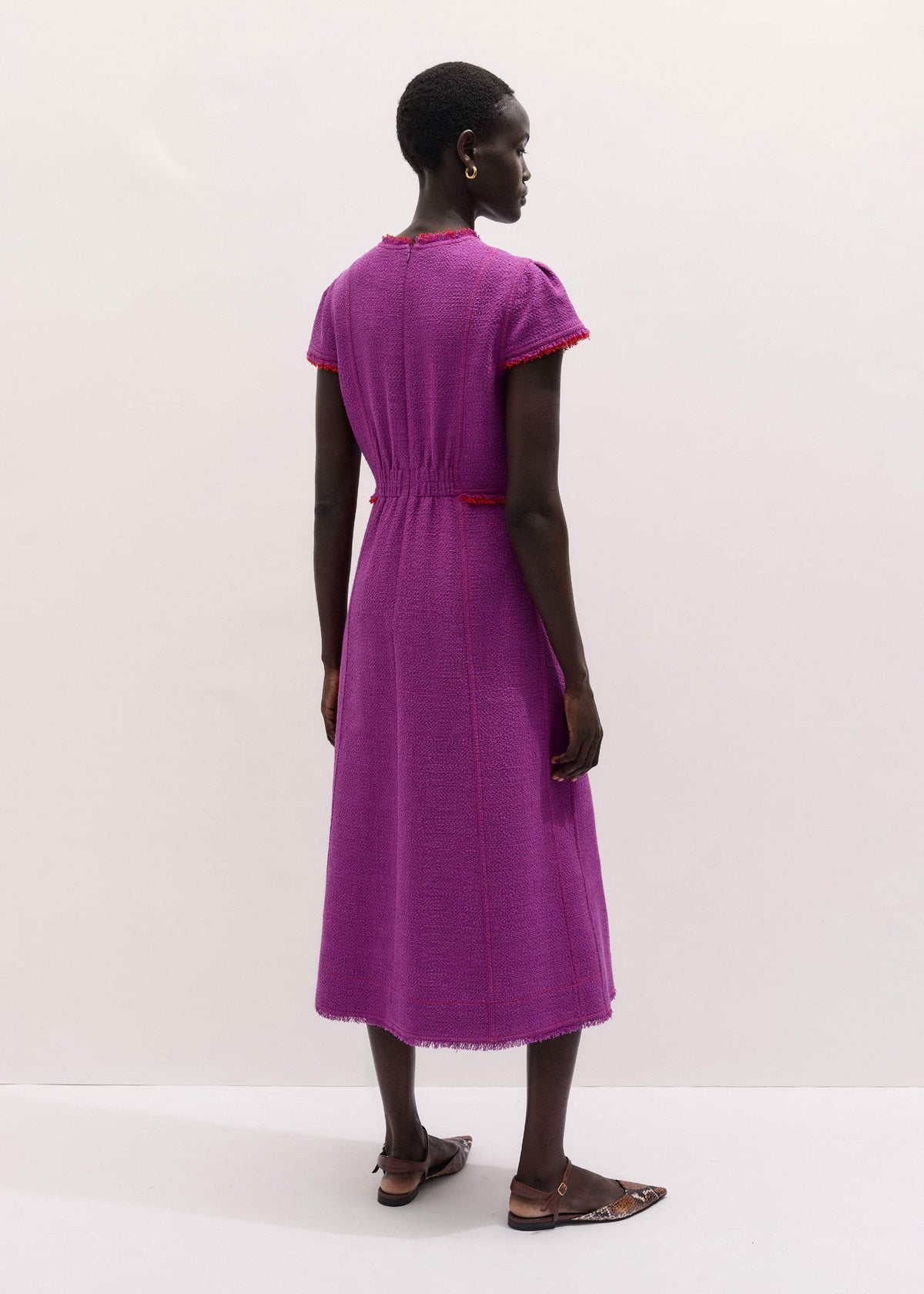 ME+EM Clothing Purple Fringe Detail Fit + Flare Midi Dress