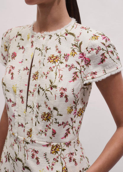 ME+EM Clothing Cream Wild Spring Floral Print Fit + Flare Midi Dress