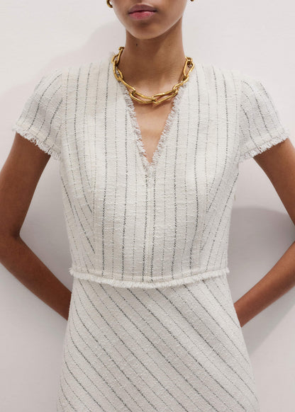 ME+EM Clothing Ivory Striped Fit + Flare Midi Dress