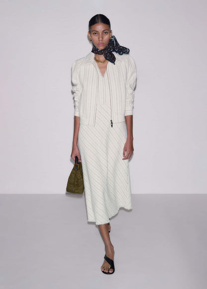 ME+EM Clothing Ivory Striped Fit + Flare Midi Dress