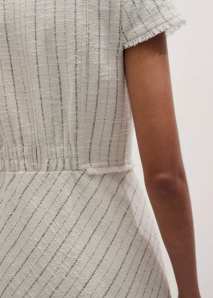 ME+EM Clothing Ivory Striped Fit + Flare Midi Dress