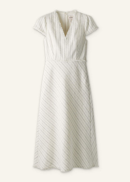 ME+EM Clothing Ivory Striped Fit + Flare Midi Dress