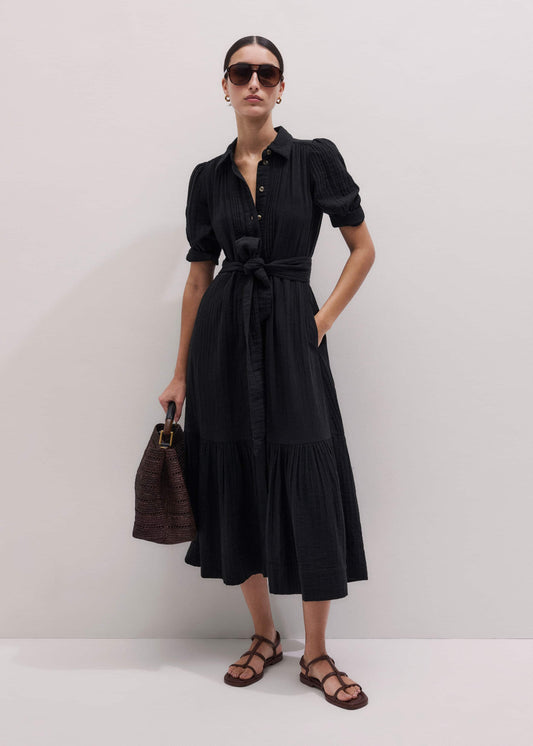 ME+EM Clothing Black Cheesecloth Midi Shirt