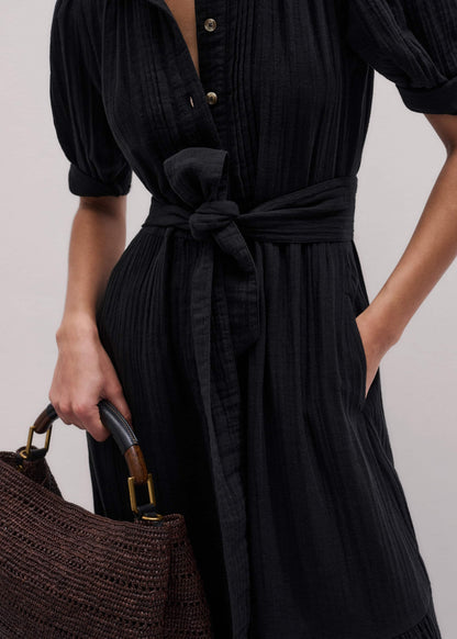 ME+EM Clothing Black Cheesecloth Midi Shirt