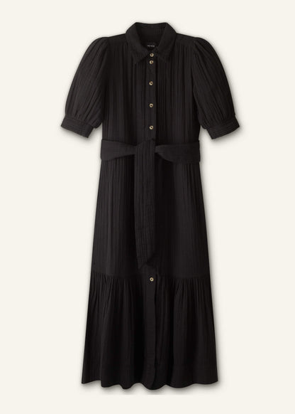 ME+EM Clothing Black Cheesecloth Midi Shirt