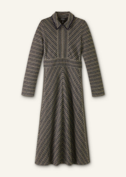 ME+EM Clothing Black Stripe Tweed Midi Dress