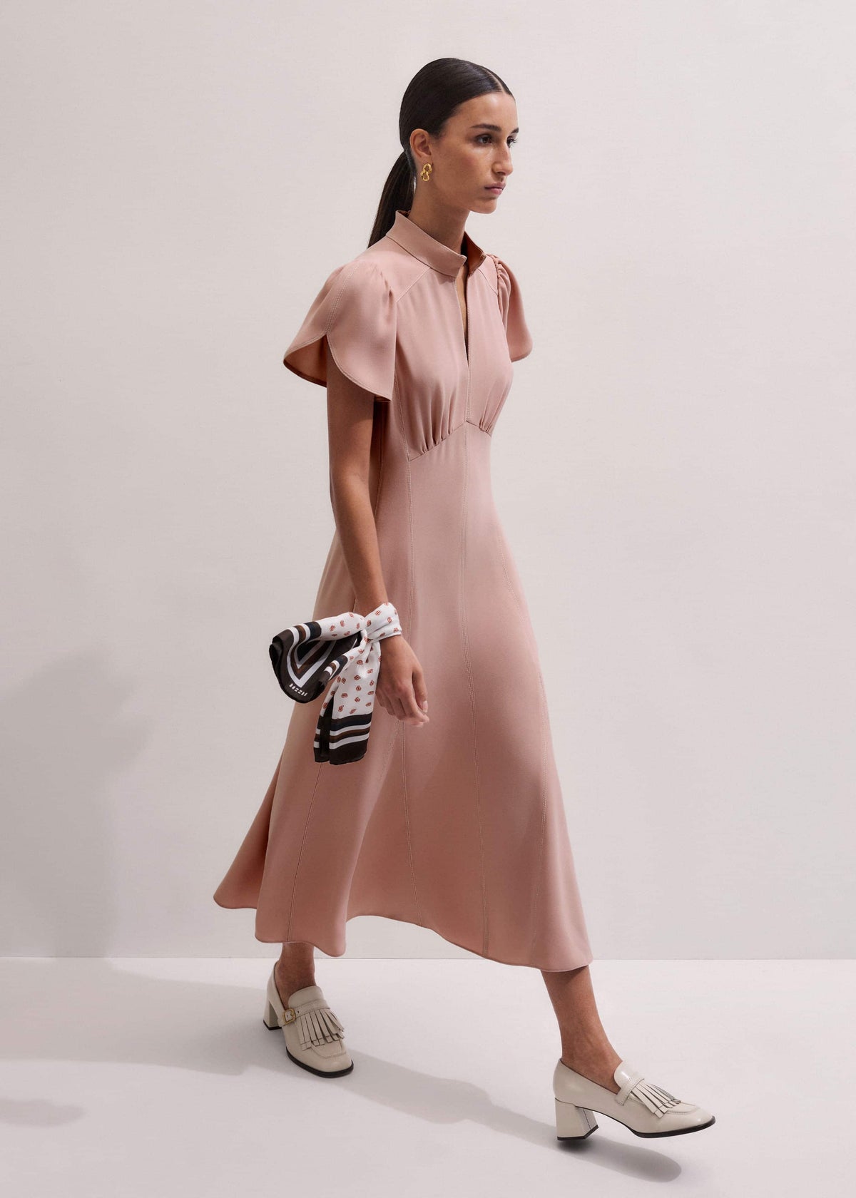 ME+EM Clothing Smoke Pink Contrast Stitch Midi Dress